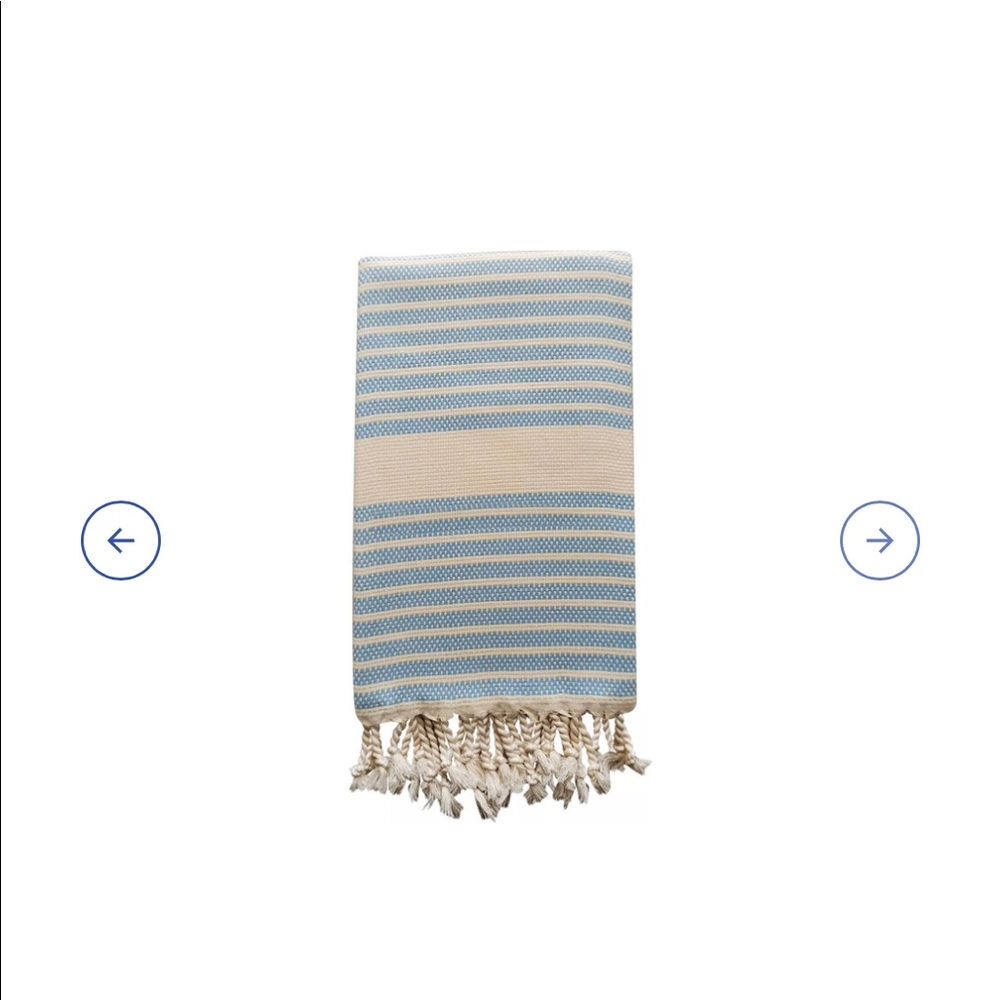 Baby Beach Towel, blue and cream with tassels